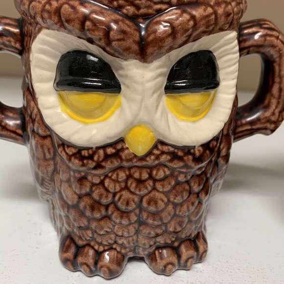 EUC Vintage 80’s Ceramic Sleepy Owl Creamer and Sugar Bowl With Lid - Picture 10 of 10